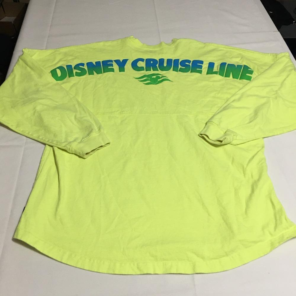 Disney Cruise Line Spirit Jersey Unisex Large Neon Yellow Long Sleeve Graphic
